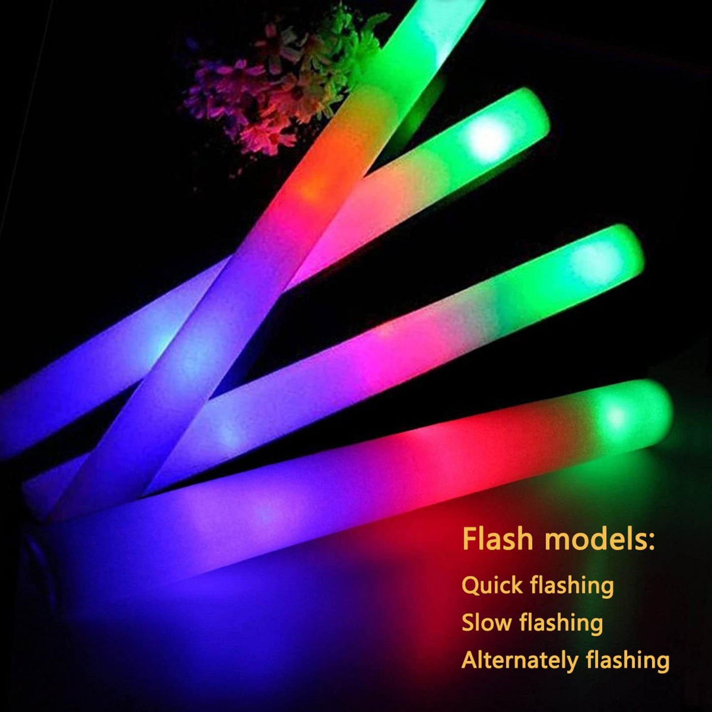 ColorHome Glow Sticks Bulk 150 Pcs - Light up Foam Sticks with 3 Modes Colorful Flashing Effect, Led Lights Glow in The Dark Party Supplies for Wedding Concert Raves Halloween Christmas