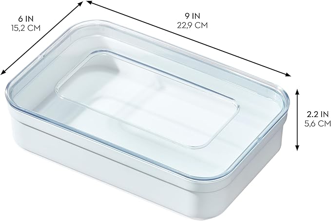 iDesign Sandwich Bag Organizer - Plastic Food Storage Bag Holder for Kitchen Drawer, Clear/White