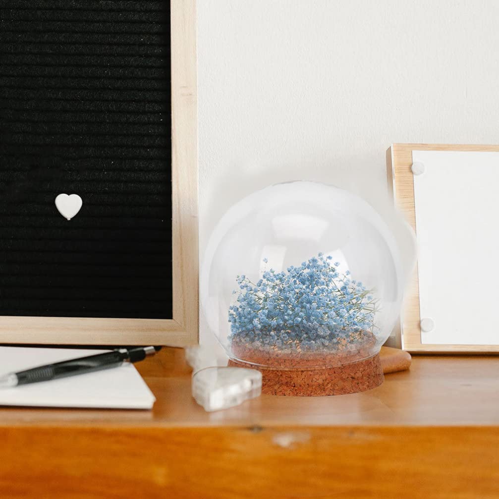 Homoyoyo Cloche Glass Dome 4pcs Glass Dome Cloche with Lights Wood Base Globe Terrarium Jar Eternal Flower Cover Holder Ornament Stand for Lanscape Rose 12CM Globe Plant Terrarium