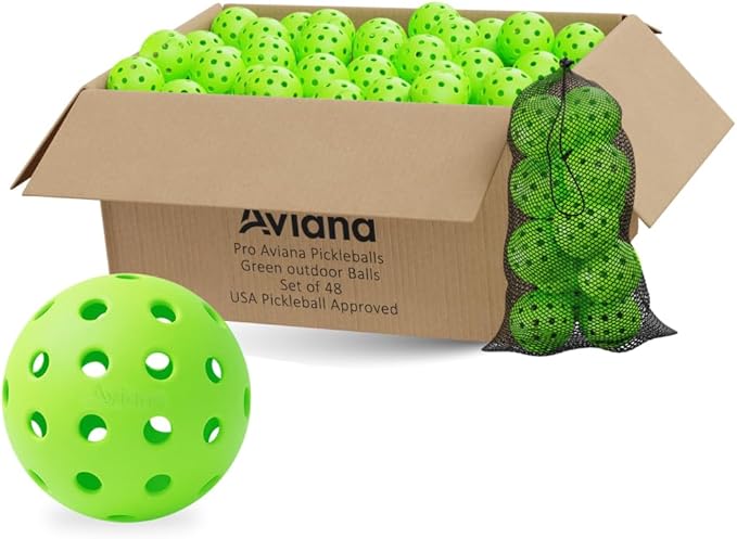 Aviana Outdoor Pickleball Balls - USAPA Approved for Tournament Play | Durable 40-Hole Design | Ideal for All Skill Levels | 6, 12 & 48 Packs