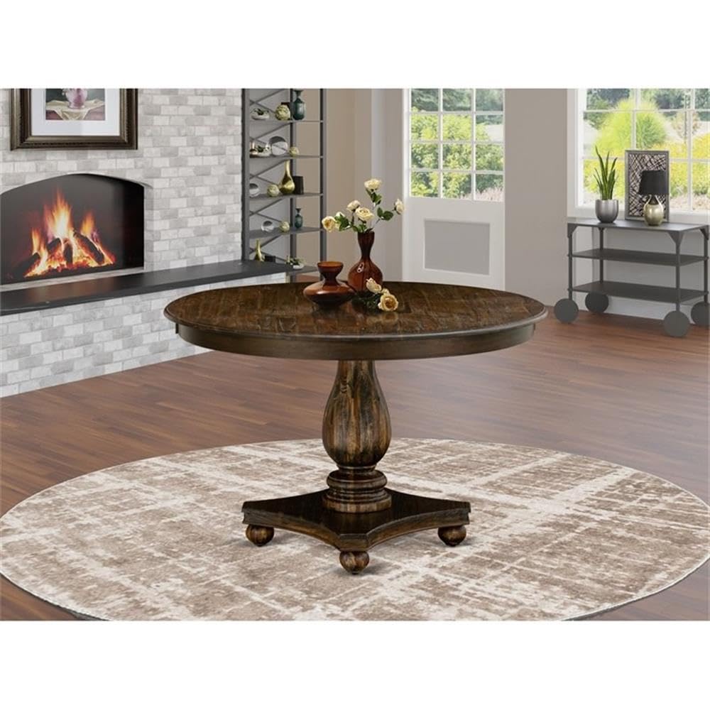 Luxe by East West Furniture FE2-07-TP Ferris Dining Table - a Round Wooden Table Top with Pedestal Base, 48x48 Inch, Distressed Jacobean