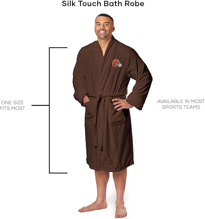 NFL Adult Unisex Silk Touch Bathrobe, Officially Licensed Loungewear, Soft Plush Polyester