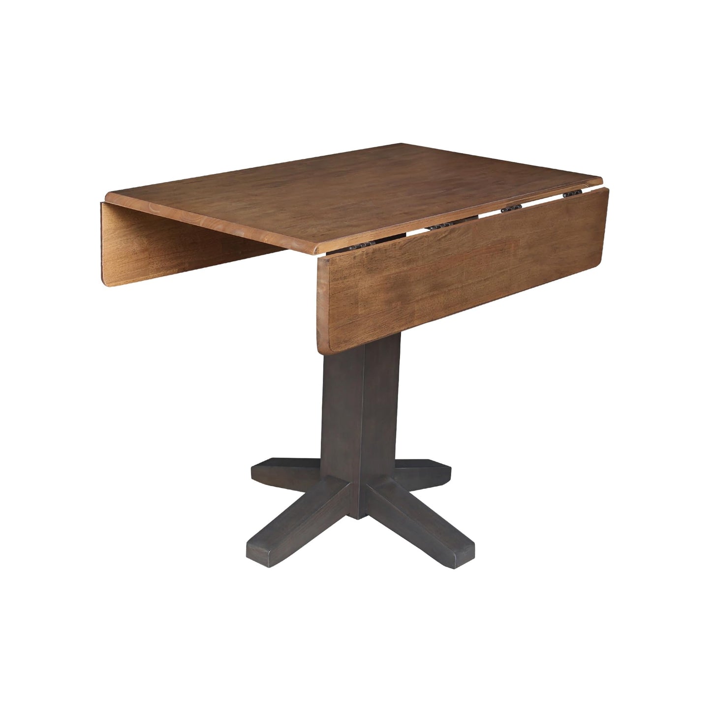 Solid Wood 36" Square Dual Drop Leaf Dining Table, Hickory/Washed Coal