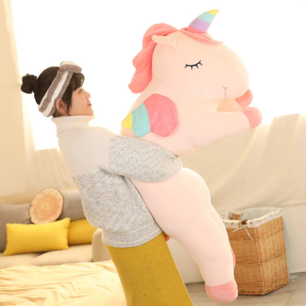 hitoshe Unicorn Plush Hugging Pillow, Big Unicorn Stuffed Animal Body Pillow Toy Gifts for Kids, Valentine, Christmas (Pink, 51.1 in)