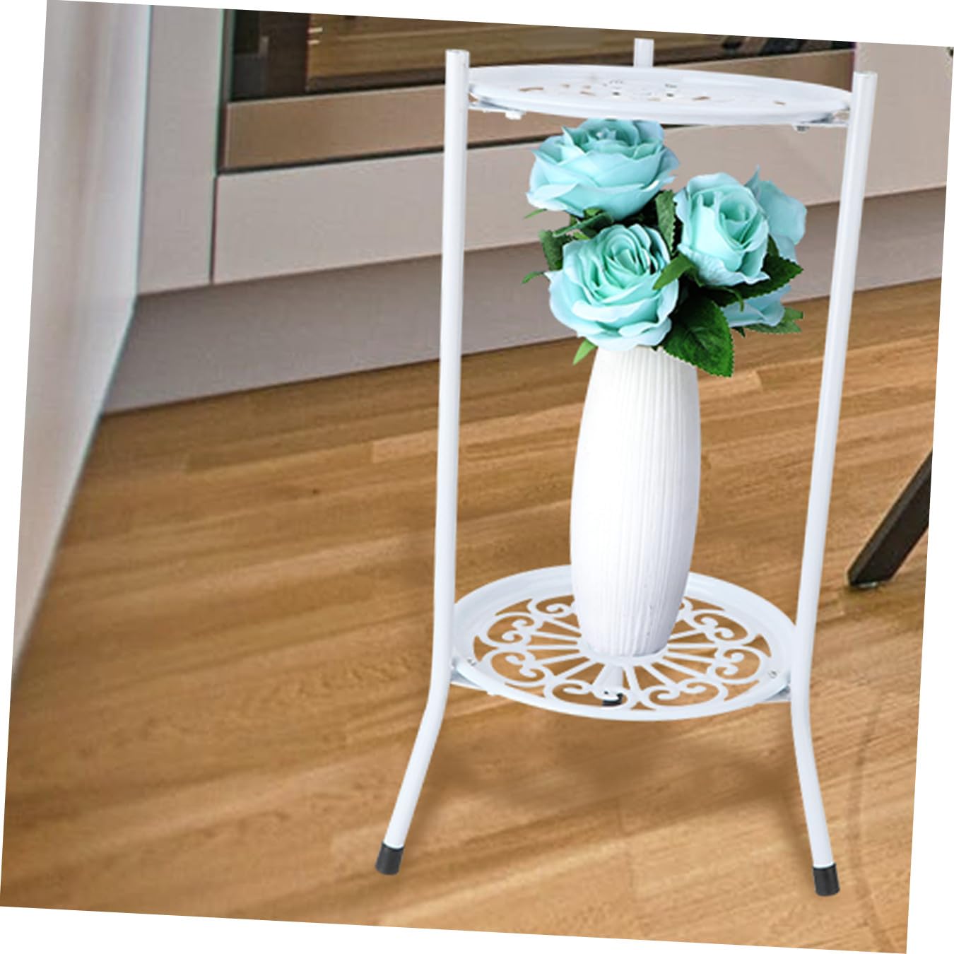 jojofuny Metal Flower Stand Double Plant Holder Indoor Outdoor Flowerpot Stand for Home Garden Patio Balcony Decor