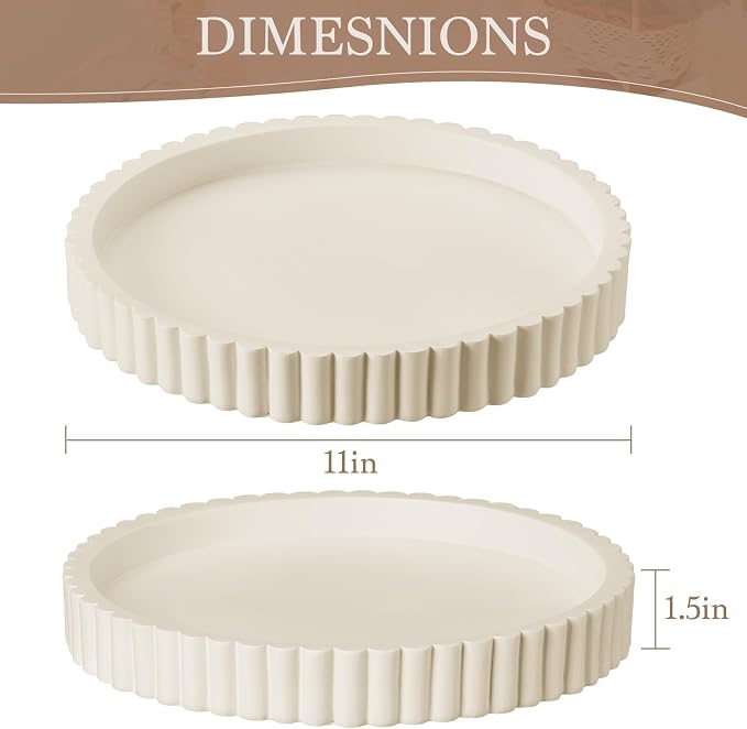 Decorative Tray for Coffee Table Decor - Resin Round Tray Stylish Coffee Table Centerpiece for Living Room Decor, Minimalist Vanity Organizer for Candles, Perfume, Bathroom & Home Styling