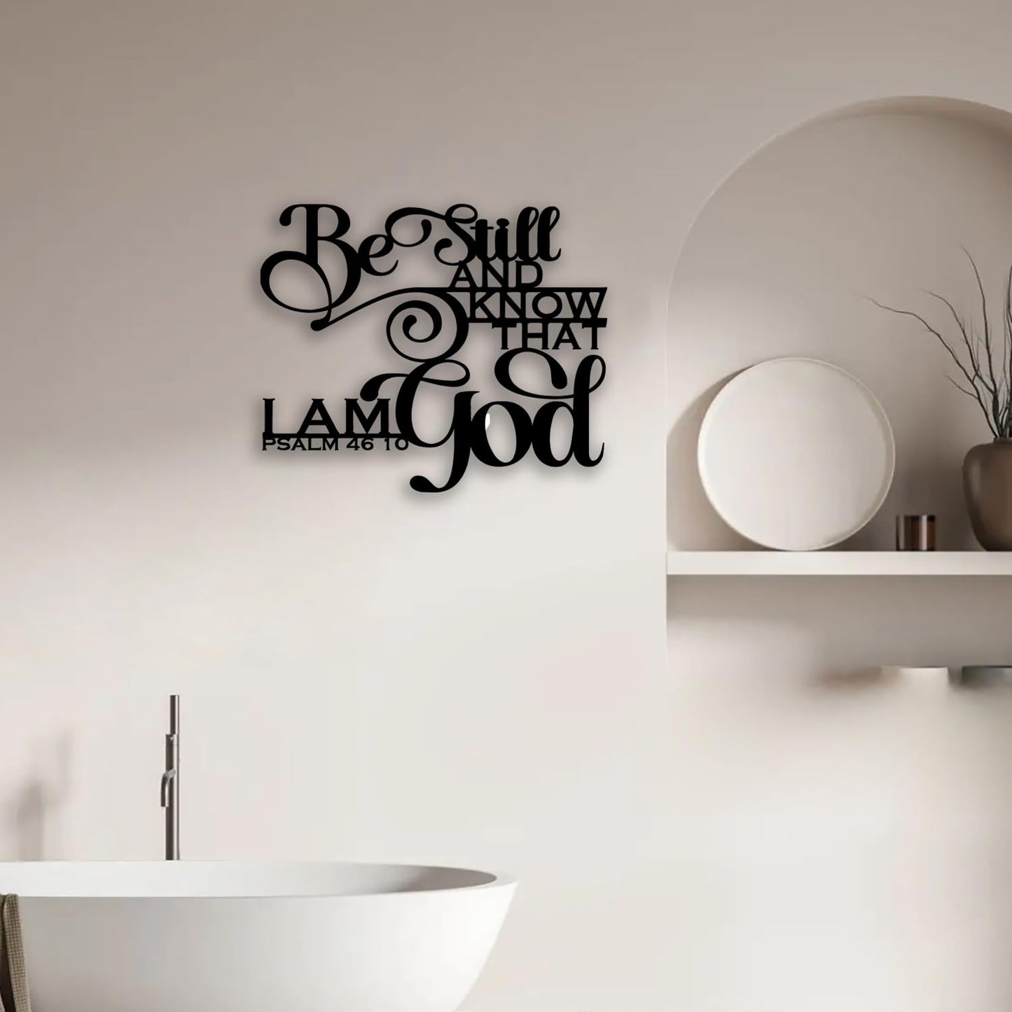 PSALM 46 10 Metal Wall Decor - Christian Room Decor Scripture Inspirational Wall Art Home Decor for Living Room, Bedroom, Dining Room, Bathroom, Office (Black)