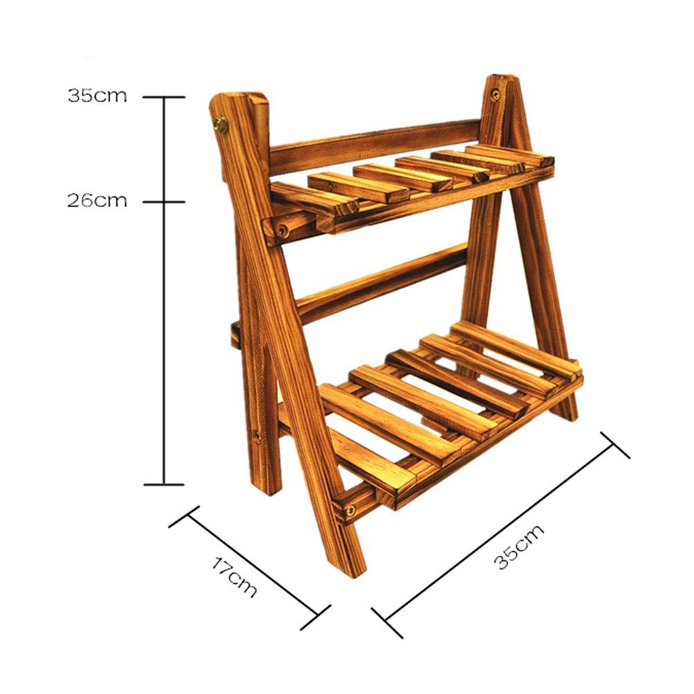 ZHZXBDGQ Wooden Plant Stand, 2 Tier Flower Display Rack Holder, Indoor Outdoor Plant Stand Flower Pots Holder for Home Desktop Garden Patio Balcony Decoration-Green