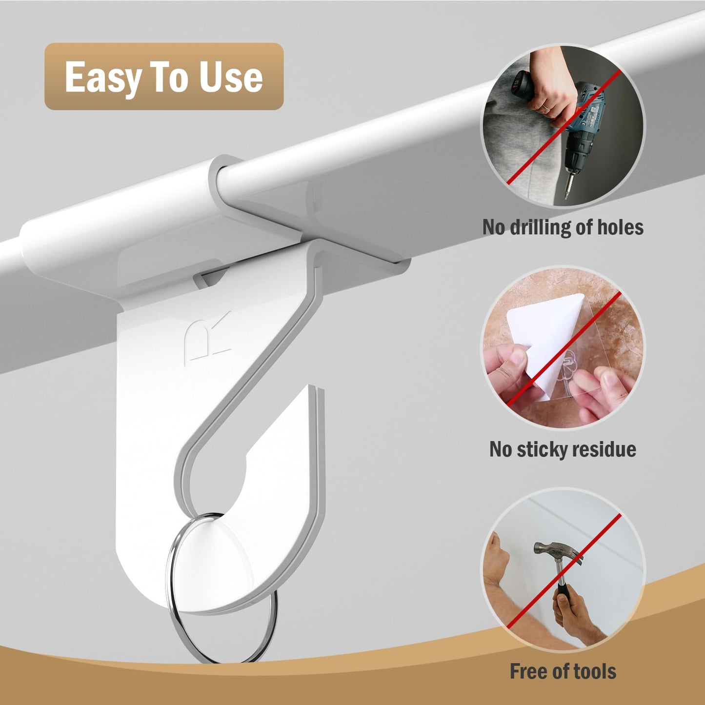 10 Pairs Drop Ceiling Hooks for Hanging Classroom Ceiling Clips Classroom & Ceiling Hanging Hook,White Enamel Finish Heavy Duty T Bar Clips,High Strength Aluminum Hold up to 20 lbs, 1" W x 1½" H