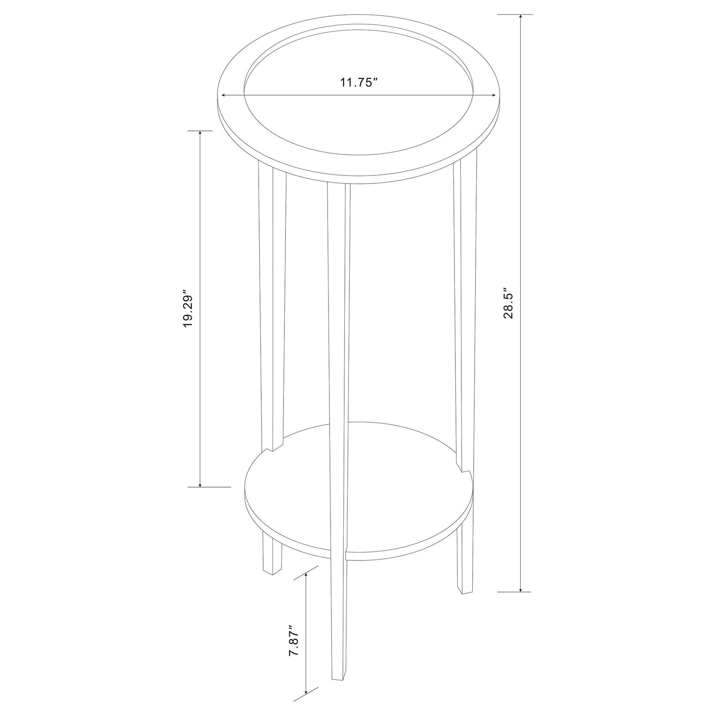 Coaster Home Furnishings - Kirk - Wood - 12-Inch Round Plant Stand with Lower Shelf, Straight Legs - Transitional Style - Living Room or Entryway - Espresso - 900936