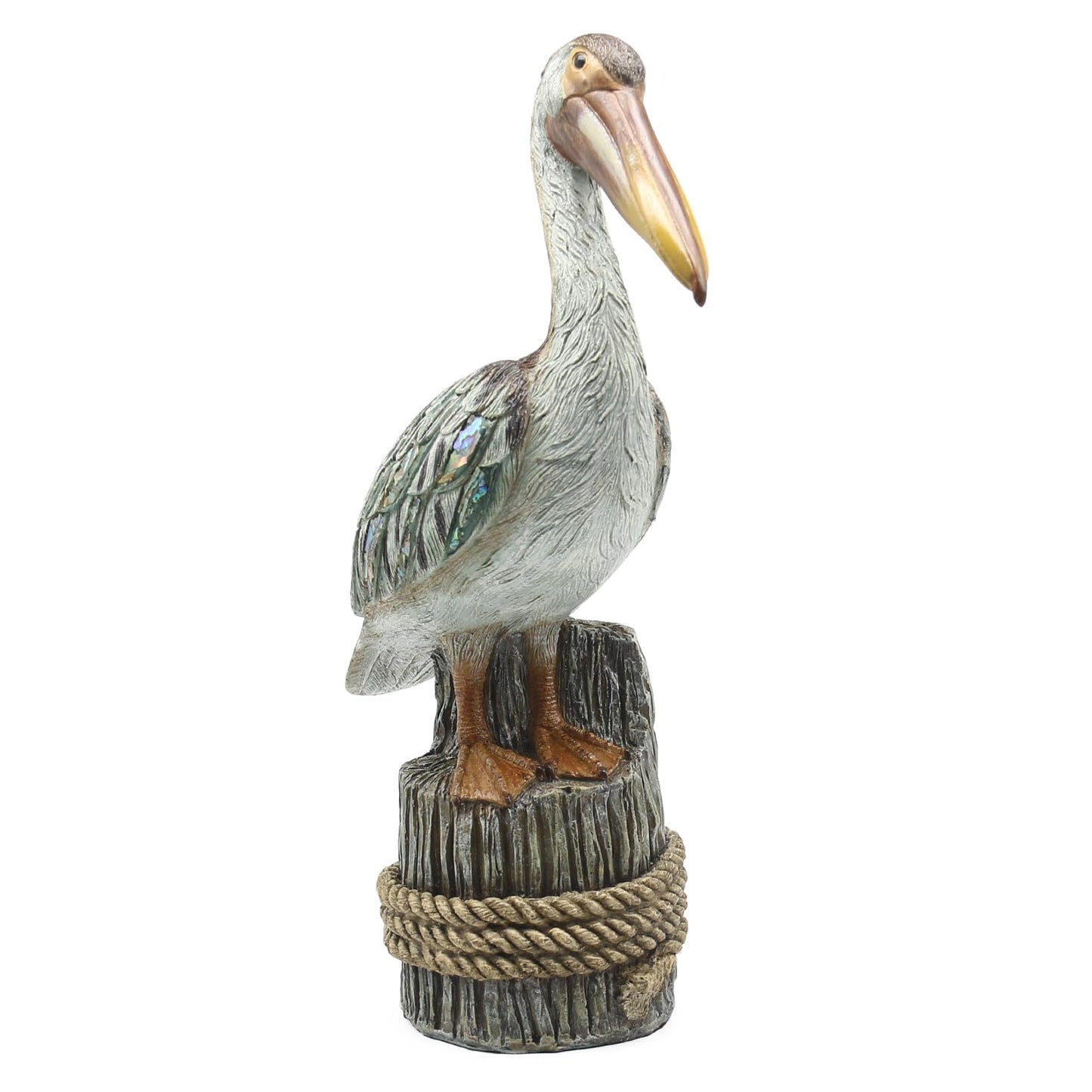Lukitas Standing Pelican Statue and Sculpture Decor, Nautical Coastal Beach Bird Figurine, Creative Decorative Ornament for Home Garden Yard Lawn Outdoor, Resin 14''