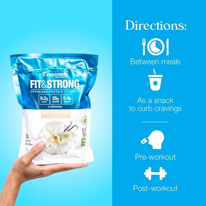 Evolution Advance Nutrition Fit & Strong - Pure Whey Protein Powder with BCAA, 100% Grass-Fed, Quick Absorbing and Fast Digesting for Optimal Muscle Recovery, Natural Flavor ??2 Pounds (Vanilla)