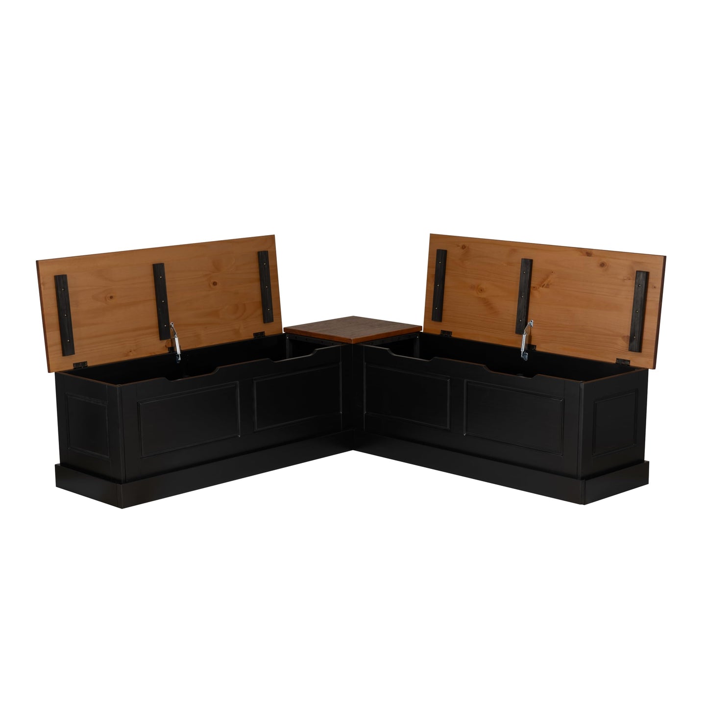 Linon Harris Black and Walnut Backless Kitchen Dining Nook with Hidden Storage Bench Space