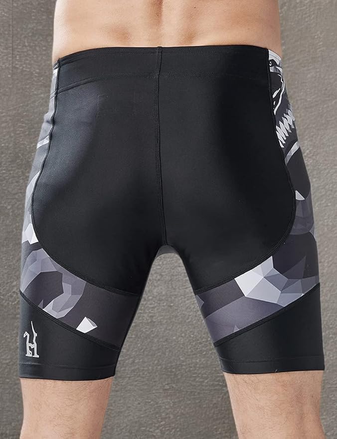 HUGE SPORTS Men's Rash Guard Swim Shorts Compression Swimming Jammer Cool Dry Active Swimsuit Workout Shorts Sports Tights