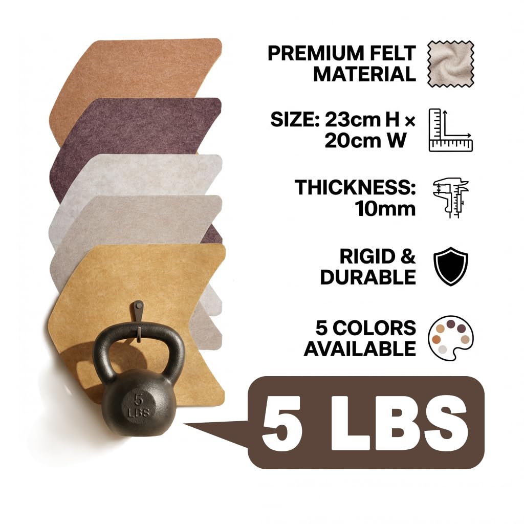 5 Pack Cute Cork Board Tiles,Shaped Felt Bulletin Board Tiles with No Damage Adhesive Strips,Pin Cork Board Alternative,Cubical Wall Art Decor Bulletin Board for Office,Classrooms,Home (Boho Style)