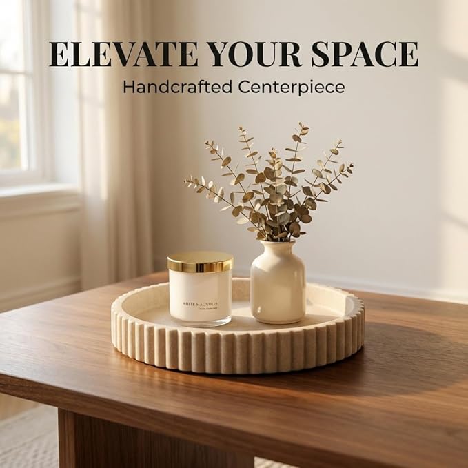 OAKOA Decorative Tray for Decor - Coffee Table Tray for Living Room - Round Tray for Home Decor - Coffee Table Decor Centerpiece - Modern Minimalist Centerpiece