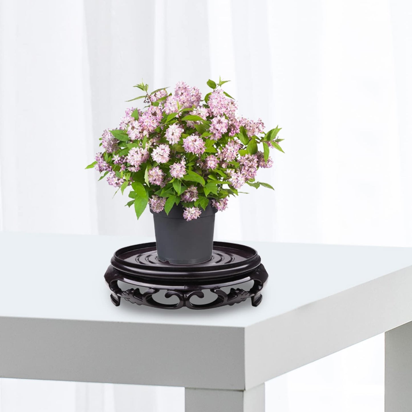 Hapivida Plant Stand, 5.3in Round Plant Riser Decorative Display Flower Holder Vase Rack Holder Planter Tray Oriental Style Furniture Indoor for Desktop Counter Room