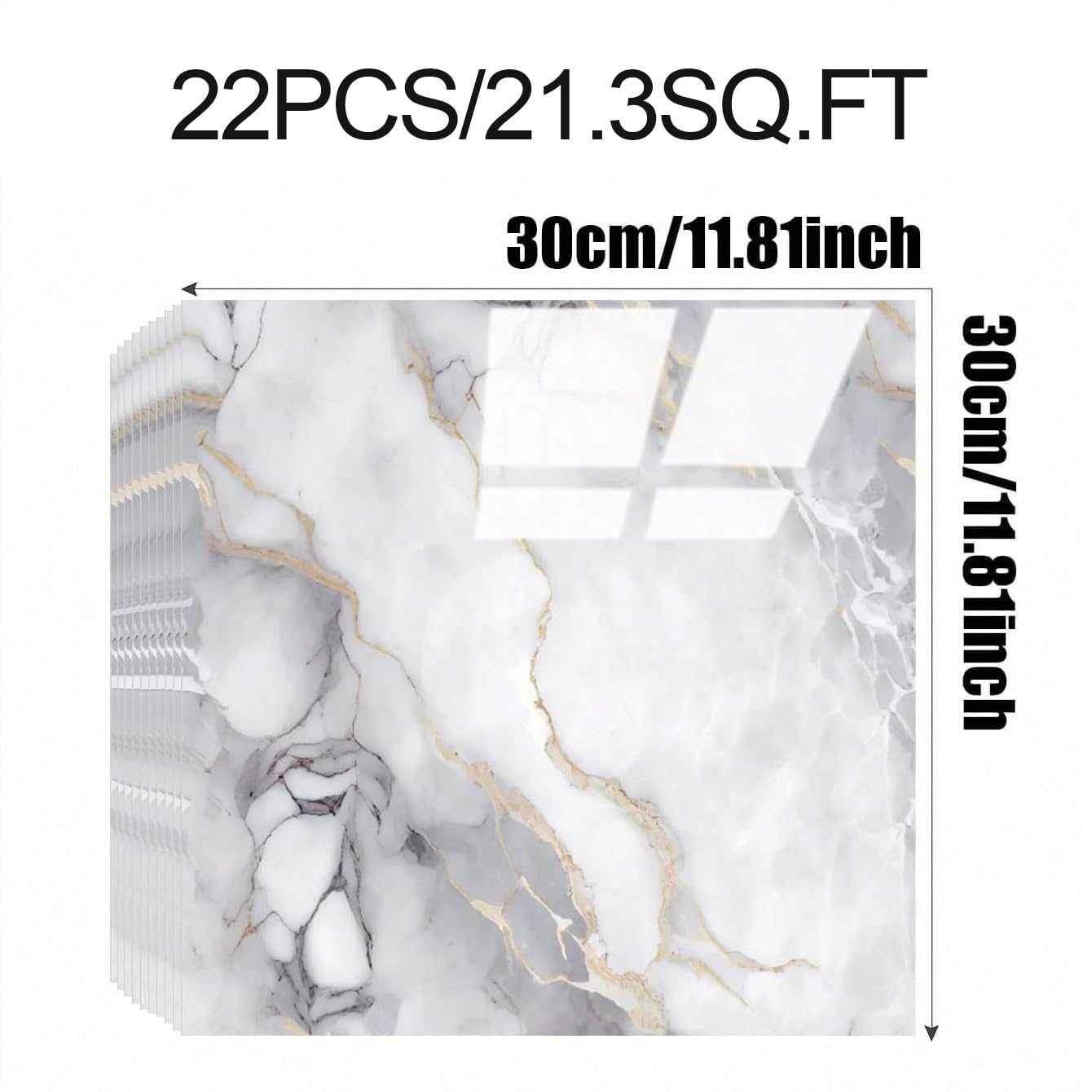 Chejiaye 22pcs Marble Peel and Stick Backsplash Surface Waterproof Wall Panels,Self-Adhesive Marble PVC Foam Wall Panels for Kitchen, Bathroom - 11.8"x11.8" Kitchen Tile(Not Real Tiles,Colorful)