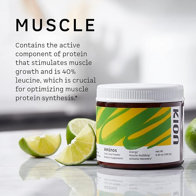 Kion Aminos Essential Amino Acids Supplement - Amino Acid Powder, Amino Energy Powder, Essential Energy Without Caffeine, Essential Amino Acids, BCAA EAA - 30 Servings, Cool Lime