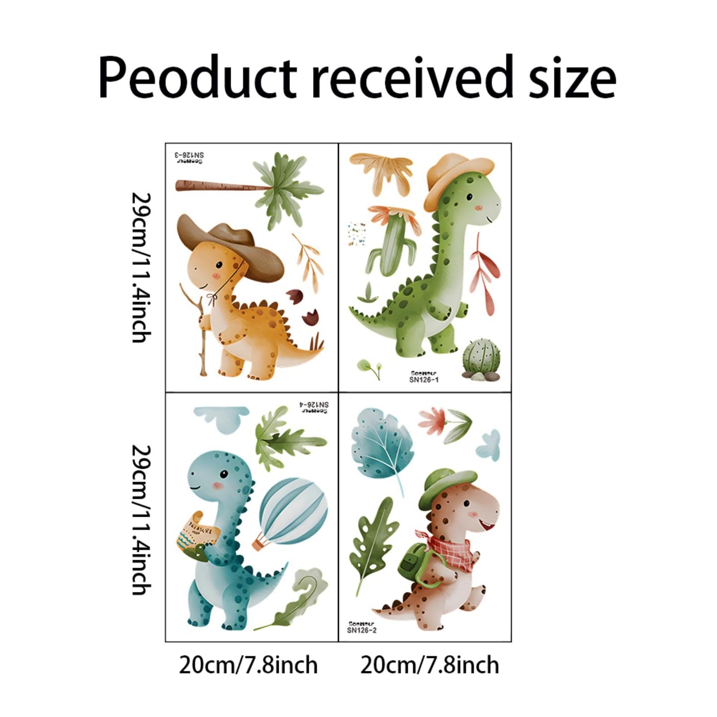 Cute Cartoon Dinosaur Wall Decal Dinosaur Wall Sticker Wall Decoration for Children's Room Kindergarten Nursery Self-Adhesive Sticker Pegatinas para Pared