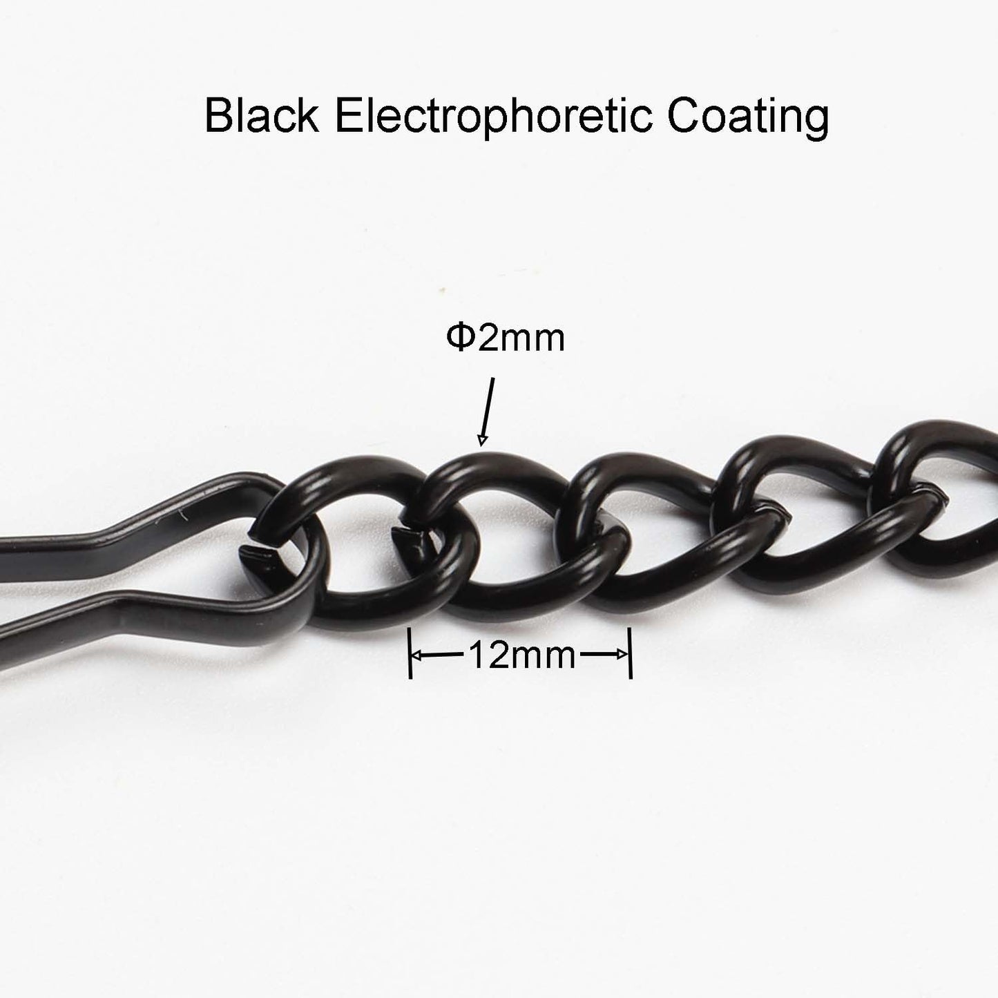 Bieye Metal Chain with Safety Hooks for Tiffany Style Stained Glass Window Panel Hangings, 30 inches Long Black Electrophoretic Coating, Chain001
