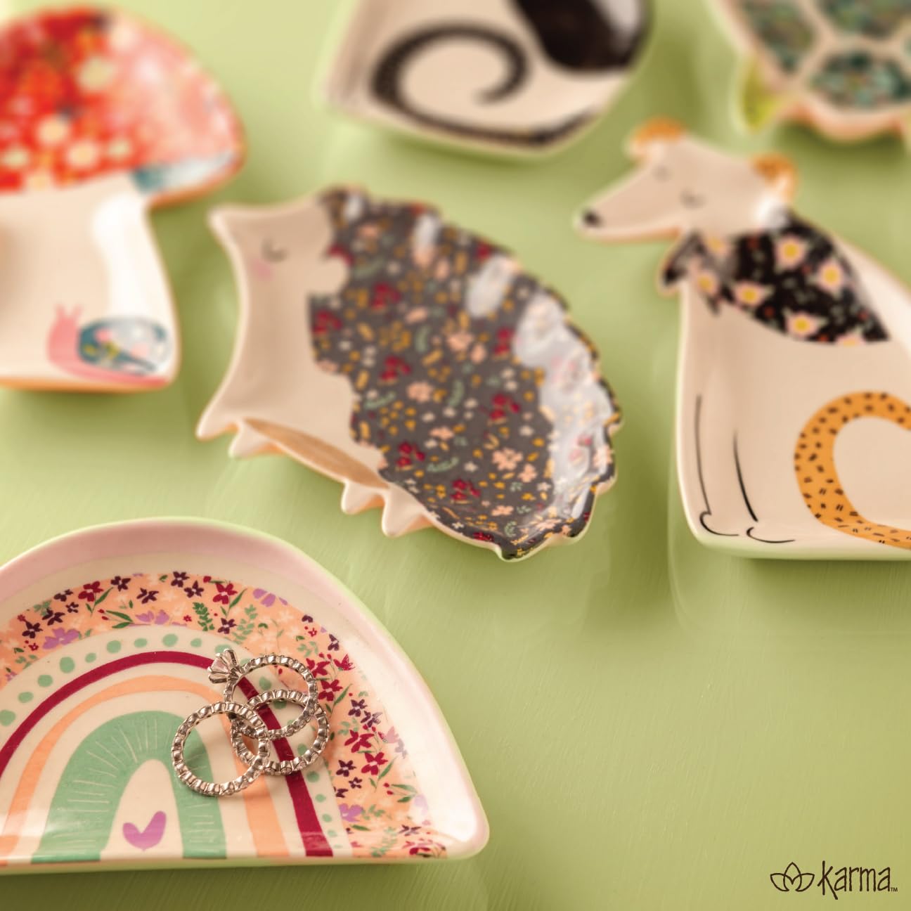 Karma, Calico Trinket Tray, Ceramic Jewelry Dish, Shaped Trinket Tray, Decorative Ceramic Trinket Dish for Rings, Koi Fish