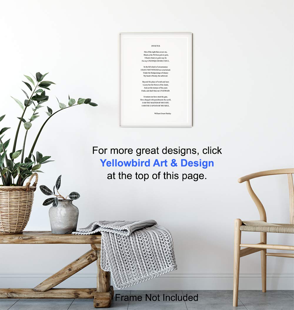 Invictus Poem Wall Art Print Typography - 8x10 Unframed Photo - Makes a Great Gift for Home Decor - Motivational and Inspirational