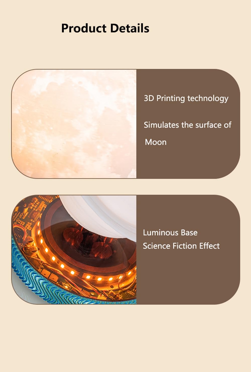 KIYOMING Levitating Moon Lamp Floating Saturn Lamp with Transparent Luminous Light Base Suspension 360° Rotation Saturn Light 3 Colors Display Mode Table Lamp for Home Office