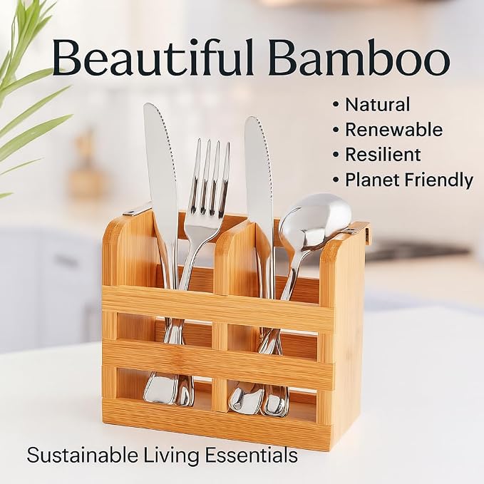 HIC Kitchen Dish Rack Caddy for Folding Dish Drying Rack (#97086), Natural Bamboo