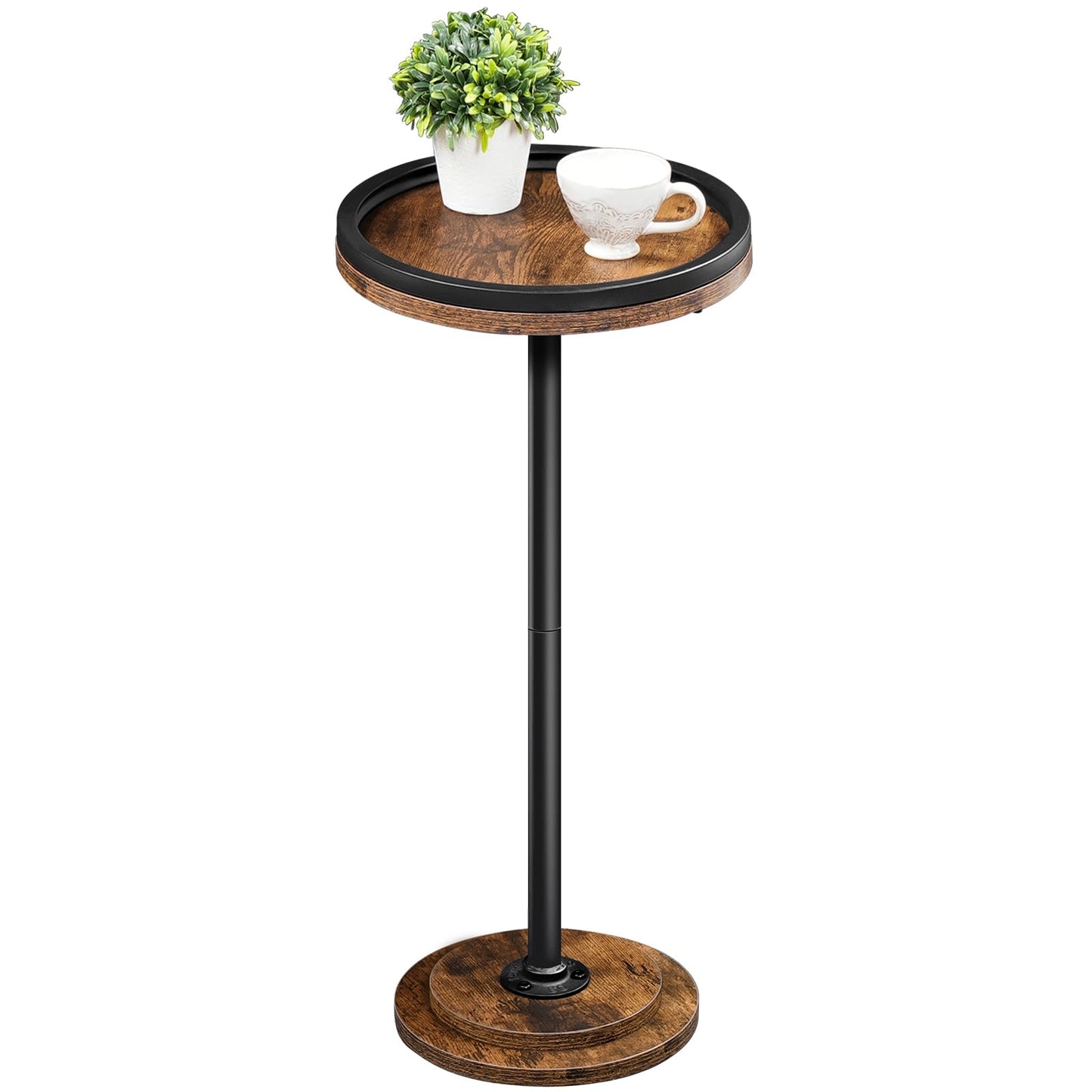 HOOBRO Round Side Table and Plant Stand Bundle, Drink Table with Pedestal Accent for Small Spaces, 5 Tiered Plant Shelf Flower Stand for Multiple Indoor Plants, BF168BZ01-BF07HJ01