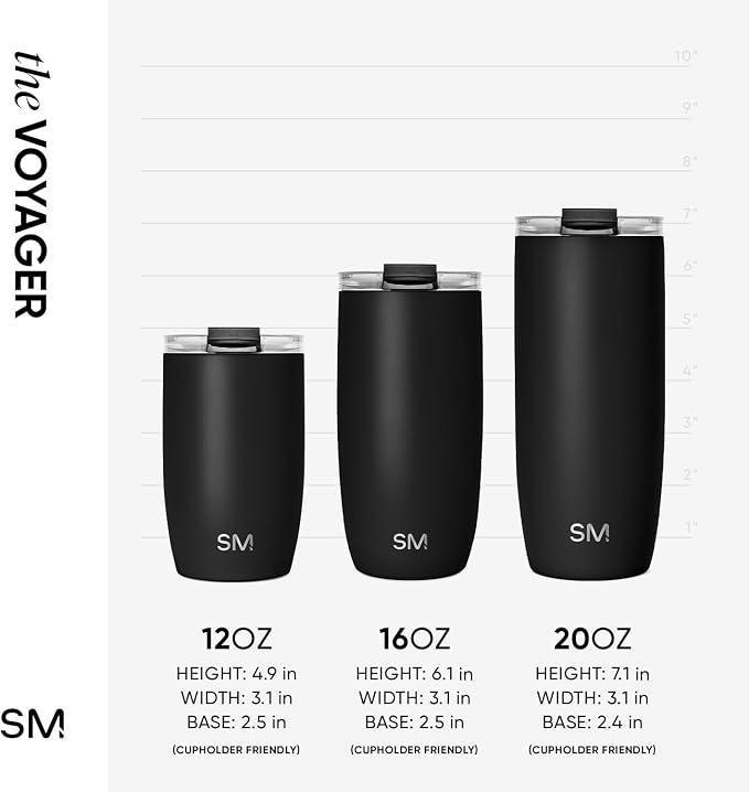 Simple Modern Voyager Tumbler with Flip Lid | Travel Coffee Mug | Insulated Stainless Steel Cold Brew Iced or Hot Coffee Cup | Gifts for Women Men Her Him | 16oz, Stormy Skies
