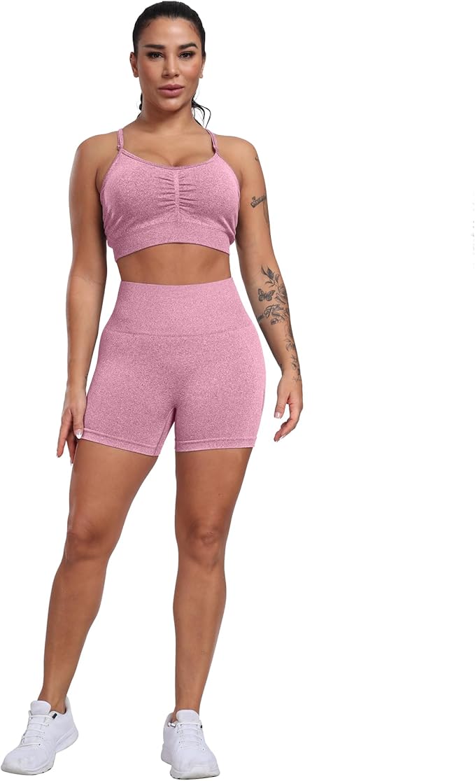 CHRLEISURE Women's 4 Packs Workout Gym Shorts, High Waisted Butt Lifting Scrunch Butt Seamless Booty Shorts