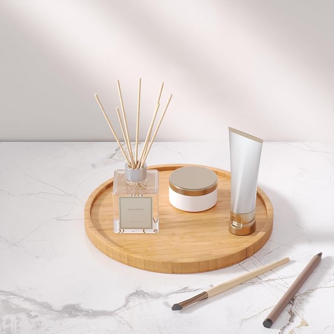 VERTORGAN Bamboo Serving Tray,8.7 Inch Decorative Trays Platter for Coffee Table,Living Room,Bar,Party,Mini Charcuterie Boards Cheese Board,Home Decor（Natural）