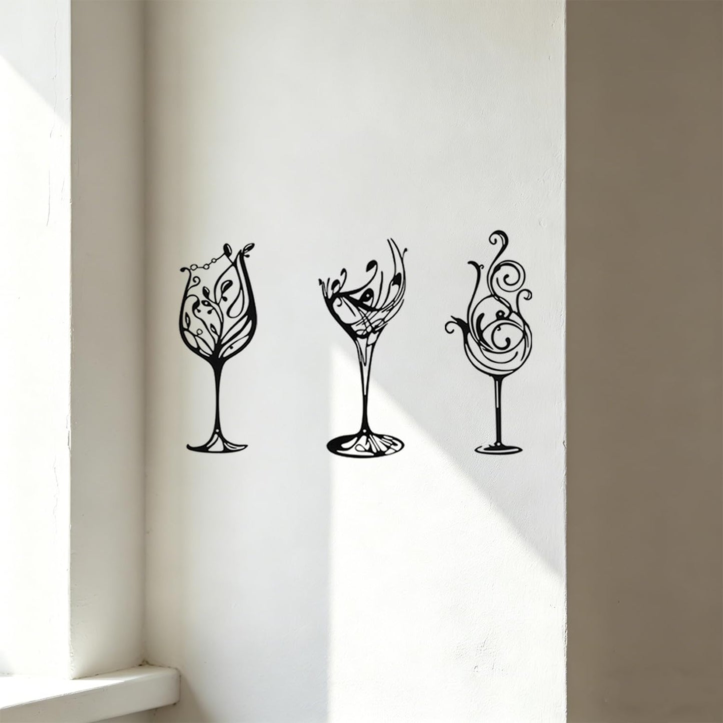 TYFYO 3 Pcs Wine Wall Art Decor - Black Metal Wine Signs Set of 3, Modern Industrial Bar Decor for Dining Room, Kitchen, and Entertaining Spaces - Unique Drinker Gift for Men and Women