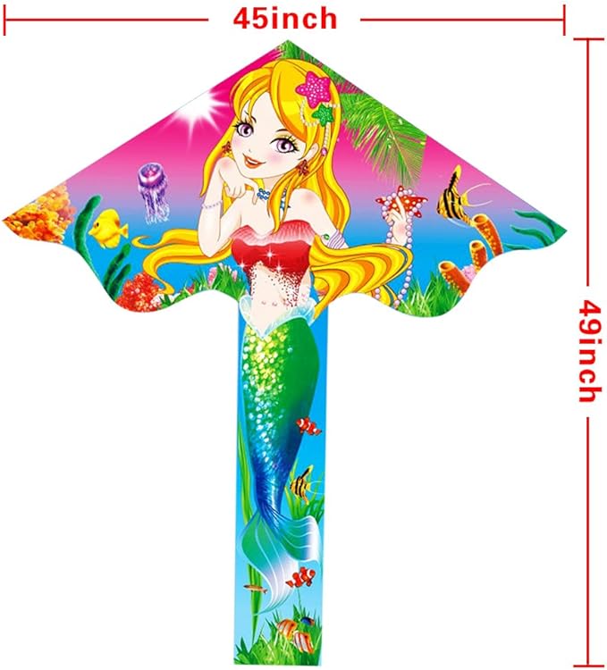 HENGDA KITE Beautiful Mermaid Kite for Kids Children Lovely Cartoon,Easy to Fly and Assemble,Suitable for Outdoor Activities