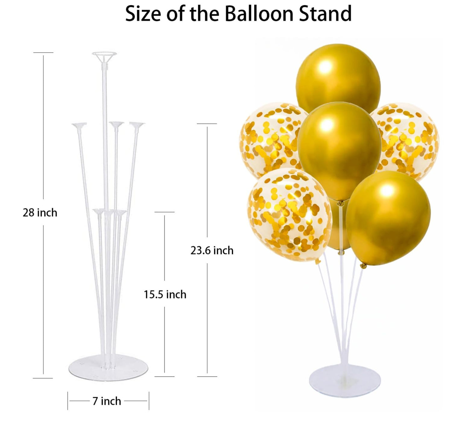 6 Set Balloon Stand Kit for Table Centerpieces With Balloon and Base Party Decorations for Birthday Wedding Retirement Graduation Baby Shower (Gold)