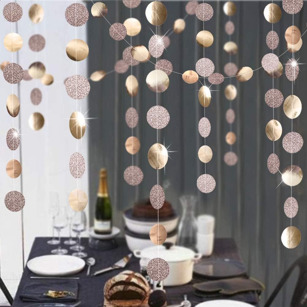 Decor365 Champagne Gold Party Decorations Glitter Gold Birthday Decoration Hanging Circle Garland Streamers Banner Backdrop Christmas New Year Eve NYE Anniversary Graduations Party Decor