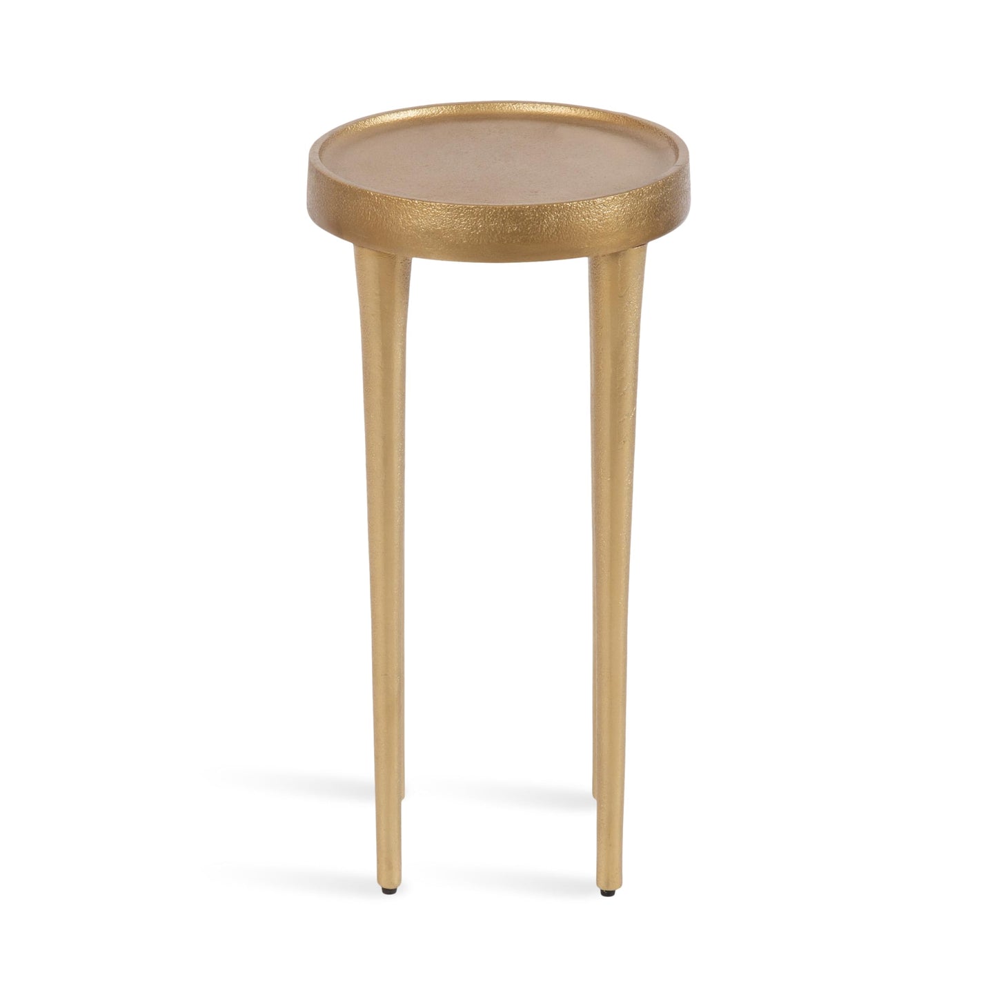 Kate and Laurel Rava Modern Metal Round Drink Table; 10 x 10 x 21; Gold; Cast Aluminum Accent Table for Use as Indoor Plant Stand or Living Room Decor Piece