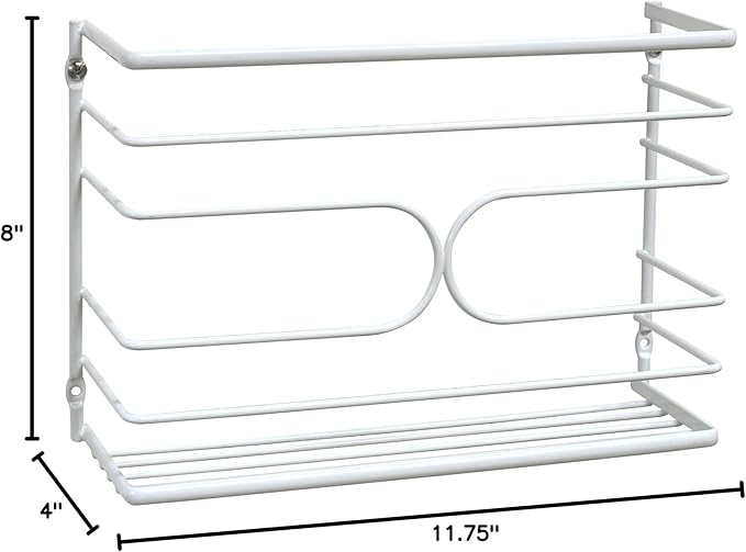 Deco Brothers Wall Mount Kitchen Wrap Organizer Rack, White