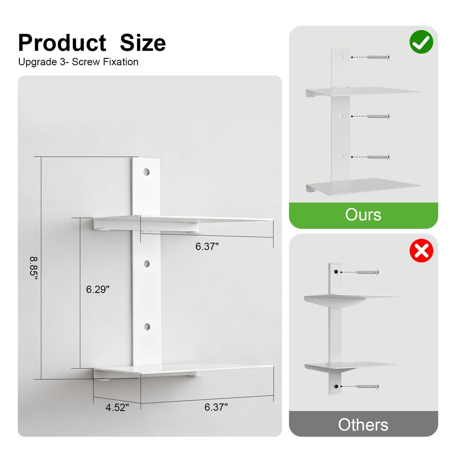 Luckybell 6 Tier Invisible Floating Book Shelves for Wall,Heavy Duty Floating Book Shelves, Metal Book Organizers Vertical Spine Book Tower for Home Office, 3 Pack(White)
