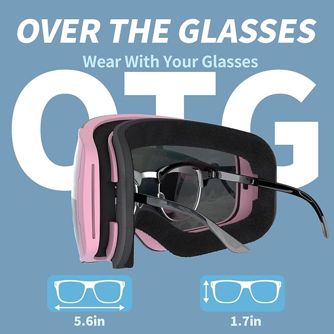 Ski Goggles for Men Women Adult & Youth, OTG Snowboard Goggles Anti Fog, Snow Goggles UV Protection Wide Vision
