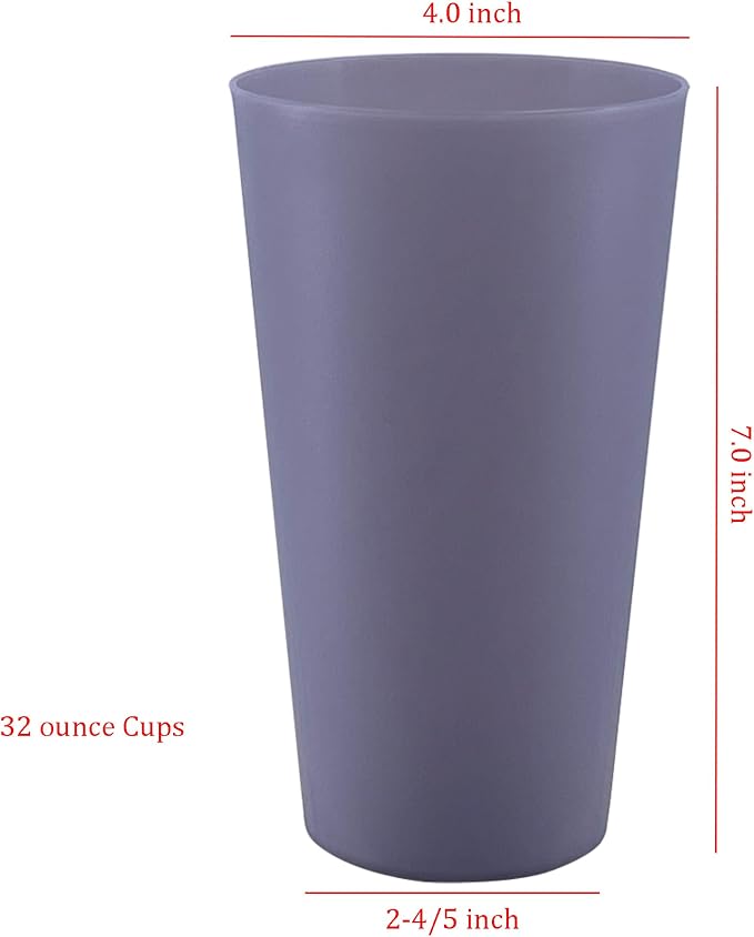 AOYITE Unbreakable Plastic Cups Reusable, 32 oz Plastic Tumblers set of 12, BPA Free Dishwasher Safe Large Drink Cup for Kids Kitchen Camping Party Outdoor (Grey Stone)