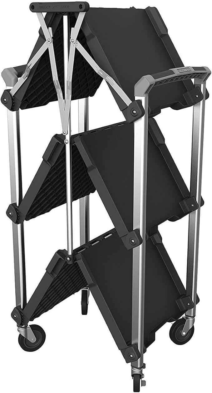 Olympia Tools 85-189 Pack N Roll Collapsible Service Cart, XL, 300LB Capacity, Black