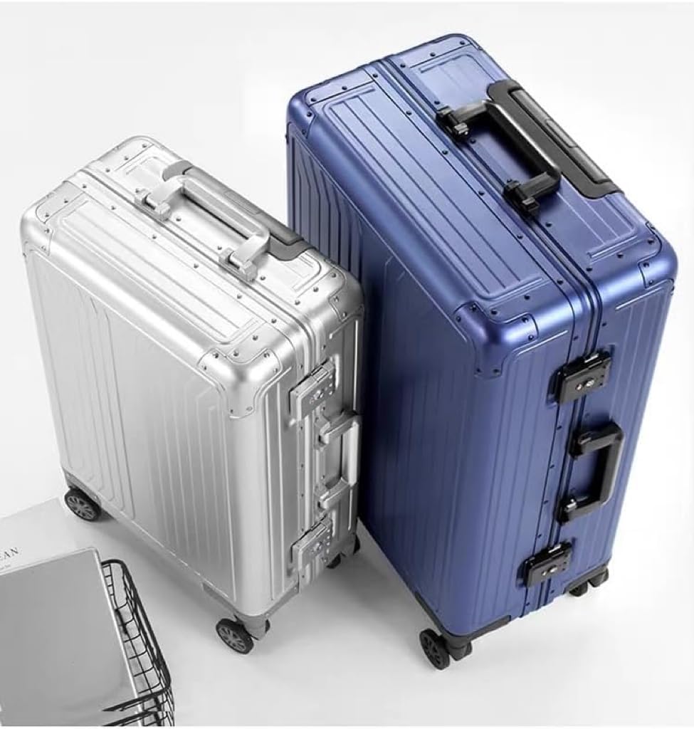 KANGSHILU Premium Aluminum Carry On Luggage 20”, Metal Shell Zipperless Suitcase with Spinner & Removable Wheels, Airline-Approved Size 22"x14"x8.3", 9 lbs, Includes 2 Spare Wheels & TSA Lock（Silver）