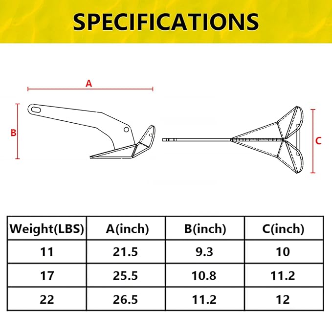 GAOMON 316 Stainless Steel Delta-Style Anchor, Fluke Anchor for Pontoon, Dinghies, Fishing Boats, Bass Boats, Sport Boats