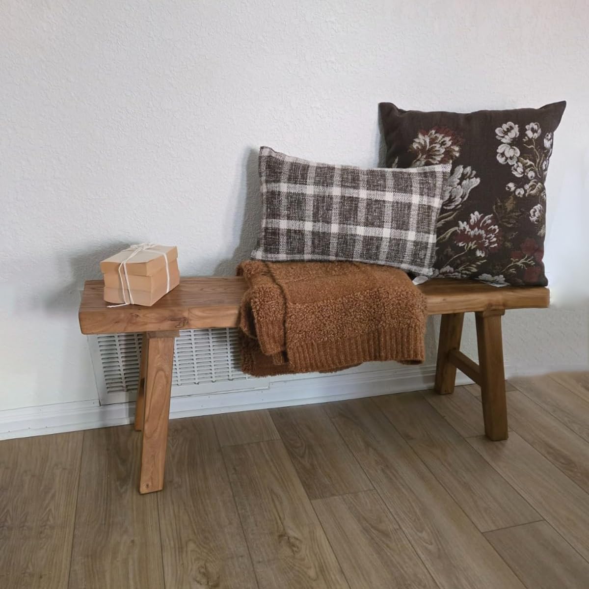 LLYLAFDC 39“ Farmhouse Wooden Living Room Dining Indoor Multifunctional Elm Benches Wood Kitchen Entryway Solid Wood Bench for Hallway 100cm