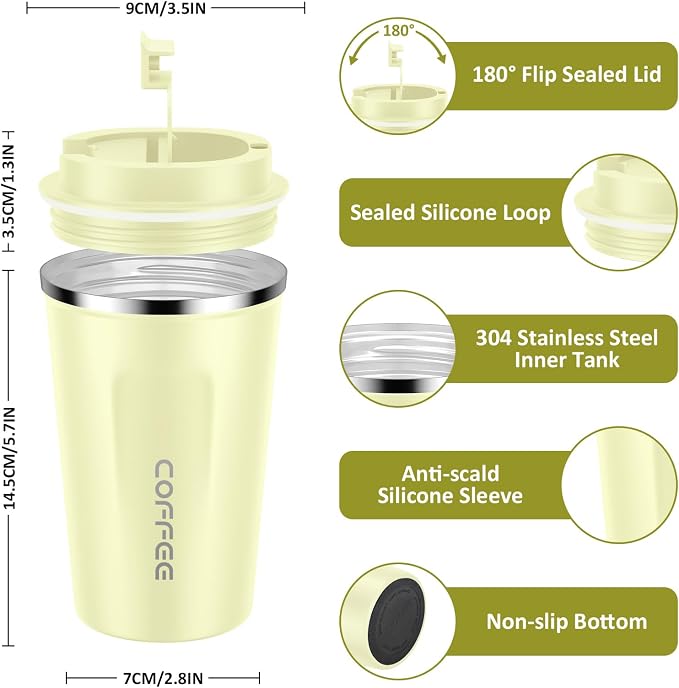 CS COSDDI 12 oz Stainless Steel Vacuum Insulated Tumbler - Coffee Travel Mug Spill Proof with Lid - Coffee Cups for Keep Hot/Ice Coffee,Tea and Beer