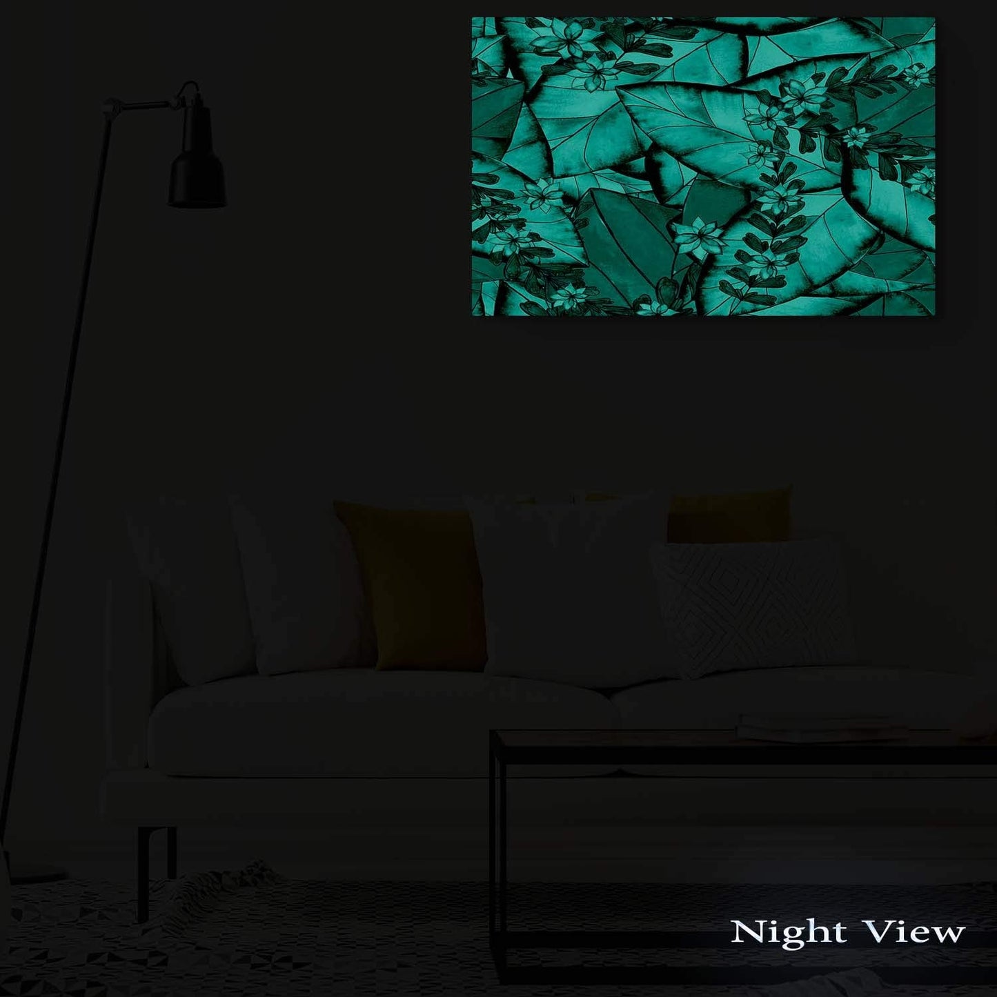 Startonight Acrylic Glass Wall Art - Abstract Stylized Leaves - Glossy Artwork 24" x 36" Home Decor Ready to Hang