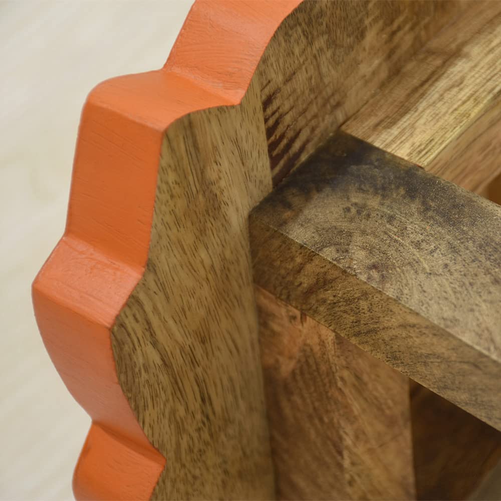 BBH Home's Handmade Orange Novelty Shaped Mango Wood Stool 14x14x12 Inch AMBBRSST0002