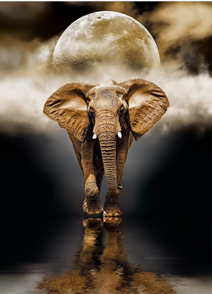 Elephant Canvas Print Wall Art,15.7 x 23.6 Unframed African Elephant Wall Art Painting,Black and Gold Poster Modern Art Decor Poster for Kids Bedroom Living Room Bathroom Home Office Decorations